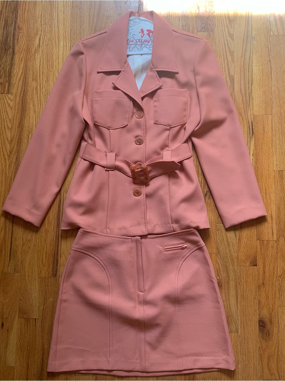 Vintage 90s retro XOXO peachy pink skirt and jacket set size 5 or medium